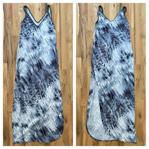 SW3 Bespoke Tie Dye Blue & White Long Midi Maxi Sun Dress Size P